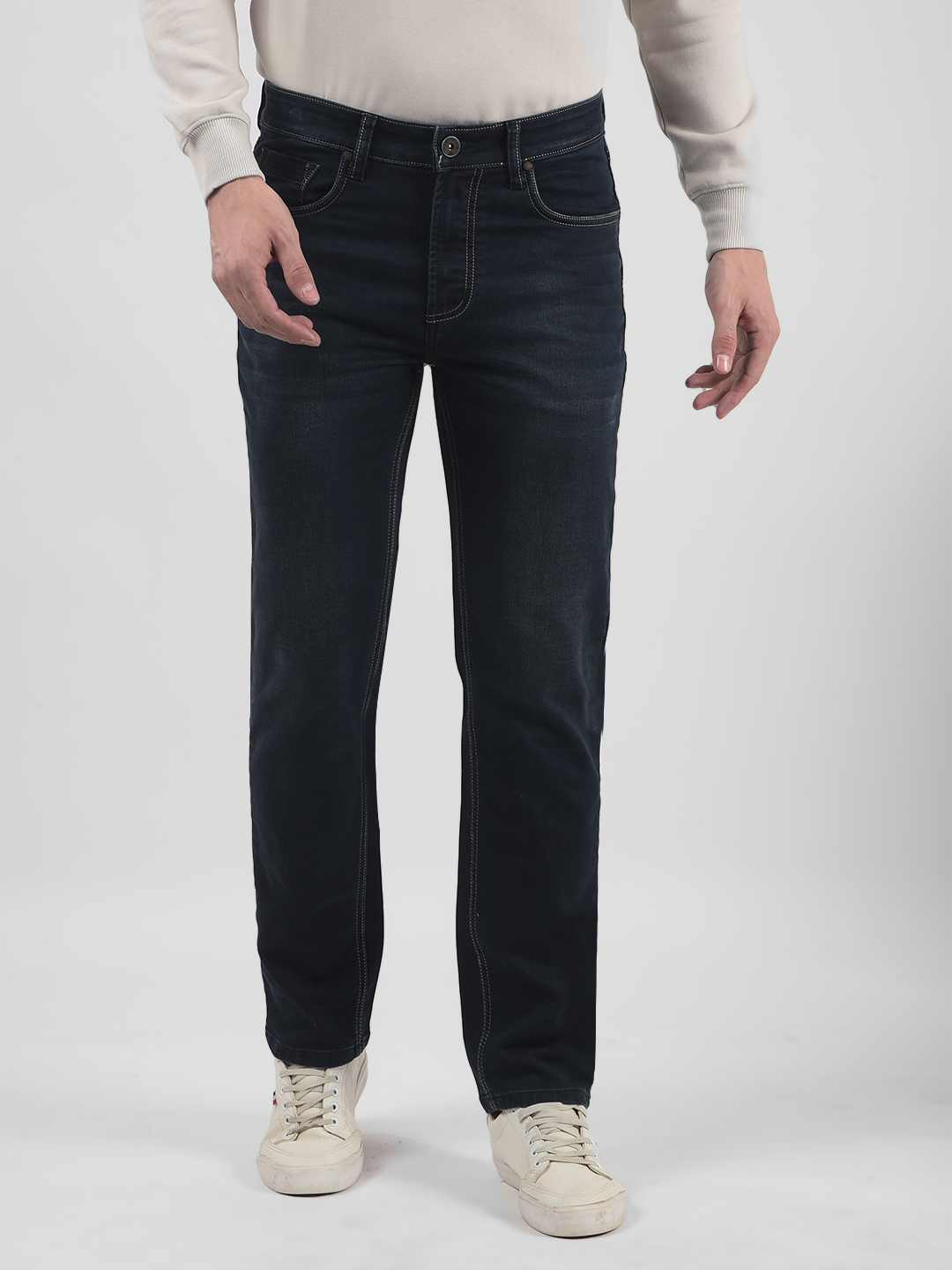 Numero Uno Men Solid Dark Blue Jeans